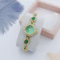 Dames quartz horloge met groene hart edelstenen en strass, elegante mode armband horloge. - Goud Groen