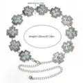 Boheemse vintage turkooizen metalen taille ketting riem voor vrouwen, verstelbare lichaamsjuwelen. - Retro Kruis Turkoois Stijl / Zilver