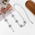 Cadena de cintura de metal girasol cinturón margarita joyería de moda accesorio boho mujer - 115cm / Blanco