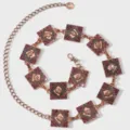 Cadena de cintura strass oro rosa boho con placas cuadradas cabeza de caballo para mujer detalle. - Bronce antiguo