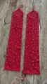 Red mesh rhinestone long gloves detail view, sparkling crystals for special stage performance. - Red Full Rhinestone Finger Hook