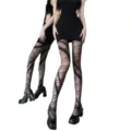 Black sheer tights with stylish diagonal strap print, perfect fashion detail display for women. - Black Irregular