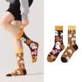 Modische Wadenlange Baumwollsocken mit niedlichen Cartoon-Hunden Jacquard für Damen. - Cartoon Hundestil (1002)