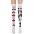 Asymmetric over-the-knee long socks with heart and diamond patterns for fashion design. - Asymmetrical Heart