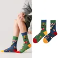 Asymmetrische Billard Muster Baumwolle Mittelsocken, bunte Trendmodestricksocken für den Alltag. - Billard-Sportstil (1005)