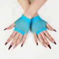 Blaue Strass-Netz-Fingerlose Handschuhe für Damen, sexy Party-Mesh kurze Handschuh-Accessoires. - Halbfinger Kurzer Stil (Strass) / Seeblau
