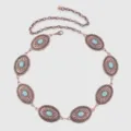 Cadena de cintura bohemia vintage de metal turquesa para mujer, cinturón decorativo retro. - Esmeralda