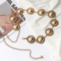 Mujer vintage tono oro metal cintura cadena cinturón con discos circulares para vestido - Dorado