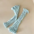 Hellblaue Strick Beinlinge Y2K rüschen Stulpen dünner süßer herbst style mode - Rüschen-Stil / Hellblau