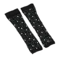 Schwarze Strass Fischnetz Handschuhe, vintage Party Armstulpen Netz Accessoires. - Fingerlos mit Strass / Schwarz