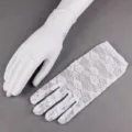 Weisse Spitzenhandschuhe Sommer duenn UV Schutz Sonnenschutz atmungsaktiv elastisch - Ohne Spitze / Weiß