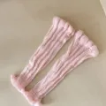 Rosa Strick Beinlinge Rüschen y2k ästhetisch süß kawaii Socken lässig Mode Strümpfe neu. - Rüschen-Stil / Rosa