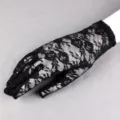 Schwarze Spitzenhandschuhe Sommer dünn Sonnenschutz atmungsaktiv elastisch Netz Detail - Ohne Spitze / Schwarz