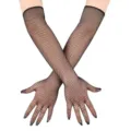 Schwarze lange Netz-Handschuhe, elastische Mesh-Armstulpen für Cosplay, Party und Sonnenschutz. - Überellenbogenlänge / Schwarz
