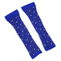 Königblaue Strass Netz Armstulpen glitzernde elastische Netz-Handschuhe für Partys. - Dunkelblau