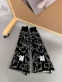 Black knit cat pattern leg warmers, cute winter warm slouch socks for JK daily autumn wear. - Black (With Cat Pattern)