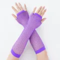 Lange violette Netz Handschuhe ohne Finger Sonnenschutz Armstulpen Mesh Stulpen. - Lila Fingerlose Netzstulpen / Lila
