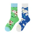 Süße Cartoon Tiermuster Baumwoll Socken, bunte Mode lässige Socken für Damen und Herren. - Rinder Schafe Wolken Stil (1013)