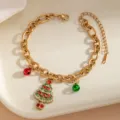 Braccialetto con ciondolo in acciaio inossidabile smalto albero di natale per donna uomo - Stile Albero di Natale (0347)