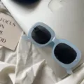 Hellblaue dicke Retro-Sonnenbrille mit ovalen Glaesern fuer Damen, trendy Ins-Stil. - Hellblau