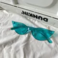 Transparente türkise Cat Eye Sonnenbrille Y2K futuristische Party Brille trendy style - Seeblau