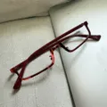 Cyberpunk Y2K weinrote Halbrand Brille stilvoller Metallrahmen Mode Brillen Kosmetik Zubehör - Rot
