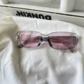 Retro rechteckige Sonnenbrille fur Damen und Herren, cooler grauer Rahmen mit rosa Glusern. - Gelee-Quadrat grauer Rahmen rosa Gläser