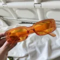 Retro rechteckige Jelly Sonnenbrille für Damen Herren, orange Fassung Streetwear. - Gelee-Quadrat Orange