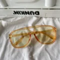 Transparente orangefarbene Piloten Sonnenbrille retro Oversized Candy Style Brille Damen - Fliegermodell (WF5181) / Gelb