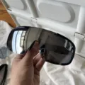Grosse Schild Sonnenbrille fur Outdoor Radfahren Skifahren, winddichte verspiegelte Brille. - Silber Verspiegelt (Ski-Stil Schwarzer Rahmen Silberne Spiegelgläser)