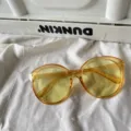 Große bonbonfarbene transparente runde Sonnenbrille stilvolle Dopamin Streetwear Sonnenbrille - Gelee Großer Rahmen / Gelb