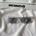 Transparenter Rahmen schmale Sonnenbrille Mode Street Style Trend schicke stylische Brille - Scharfes Dreieck Cat-Eye / Grau