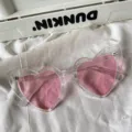 Glitzernde Herz Sonnenbrille mit rosa Gläsern, süße Vintage Mode Sonnenbrille für Damen. - Schräge Herzform Mit Glimmer / Transparent Weißer Rahmen Rosa Gläser