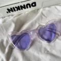 Trendige transparente violette Herz Sonnenbrille für Damen, süße Retro Mode Brille für den Alltag. - Schräges Herz-Stil / Amethyst
