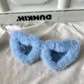 Hellblaue Plüsch Herz Sonnenbrille, flauschige süße Sonnenbrille für Damen, trendiger Streetstyle. - Plüsch-Herz-Stil / Blau