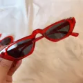 Rote ovale Sonnenbrille trendiger koreanischer Stil Damen Mode kleine Gesicht vielseitig - Metallring transparent rot