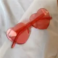 Rote herzförmige rahmenlose Sonnenbrille modische transparente Brillen Detailansicht - Einteilig Herz Helles Weinrot