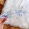 Transparente Brille blaue Gläser dreieckige Sonnenbrille, einzigartige Mode Brillen. - Schräges Dreieck - Transparenter Rahmen blaue Gläser