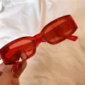 Modische rote transparente Sonnenbrille fuer Damen, schicke ovale Retro-Sonnenbrille. - Büroklammer-Design - Transparentes Rot