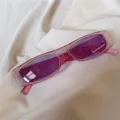 Strass Rechteckige Sonnenbrille mit lila Gläsern für Damen, trendige Retro Party Brille. - Vollständig Strass Rechteck Lila