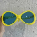 Riesige lustige Party Sonnenbrille gelber Rahmen blaue Gläser Neuheit Brille für Festival - Riesiges Oval / Gelb