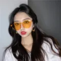 Transparente rahmenlose Sonnenbrille in orangener Jelly-Farbe Retro Style cooler Party Augenschutz - Dunkelgelb