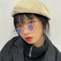 Modische kleine Herz Sonnenbrille für Damen, Retro Metallgestell Streetwear Accessoire. - Mini-Herz - Goldener Rahmen & blaue Gläser