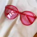 Modische rosa runde Sonnenbrille für Damen, transparente retro Sonnenbrille UV400 - Jelly-Rund Rosarot