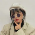 Retro round metal frame sunglasses for women and men, classic vintage style eyewear. - Medium Round Sunglasses - Gold Frame & Black Lenses