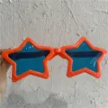 Große Stern Sonnenbrille lustige Party Brille orange Gestell blaue Gläser Requisite - Riesiger Stern / Orange