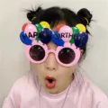 Fun birthday party glasses with colorful balloons and happy birthday text, perfect photo props. - Pink Large Balloons