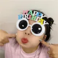 Birthday party glasses funny photo props creative decoration for kids and adults celebration - Happy Double Layer - White