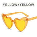 Glitzernde herzförmige Sonnenbrille, orangefarbener Rahmen mit gelben Gläsern, süß. - Transparenter Gelber Rahmen Gelbe Gläser