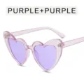 Herzförmige glitzernde rosa Sonnenbrille mit lila Gläsern im süßen Harajuku-Stil. - Transparenter Lila Rahmen Lila Linse